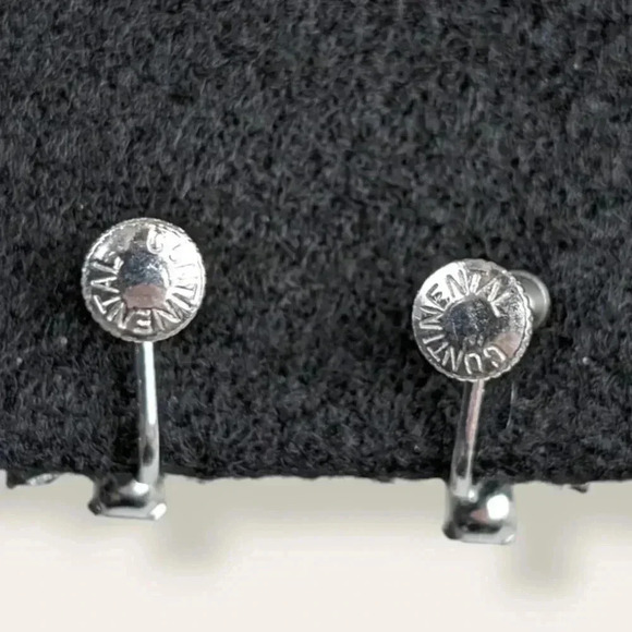 🍁Vintage Continental Clear & Smokey Rhinestone Earrings - Picture 6 of 7